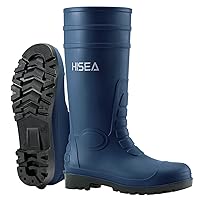 HISEA Men's Steel Toe Rain Boots PVC Rubber Boots, Waterproof Garden Fishing Outdoor Work Boots, Durable Slip Resistant Knee Boots for Agriculture and Industrial Working