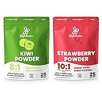 Superfood Bundle: 3.5oz Kiwi Fruit Powder & 3.5oz Strawberry Powder - Freeze-Dried Whole Fruit Powders for Baking, Smoothies, Cooking, Unsweetened Flavoring, Rich in Nutrients