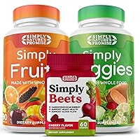 Simply Nature's Promise - Fruit and Vegetable Supplements - 90 Veggie and 90 Fruit Capsules - Beets Gummy - 60 Count -Combo - 30 Day Supply of Each…
