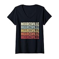 Womens Mooresville North Carolina Mooresville NC Retro Vintage Text V-Neck T-Shirt