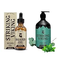 Striking Viking Beard Oil Vanilla (2oz) & Beard Wash Peppermint & Eucalyptus (17oz)