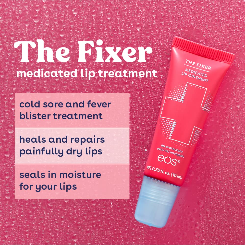eos Medicated Lip Balm - The Fixer | Lip Care to Repair and Protect Chapped and Dry Lips | Instant Cooling and Pain Relief with Natural Ingredients | 0.35 oz