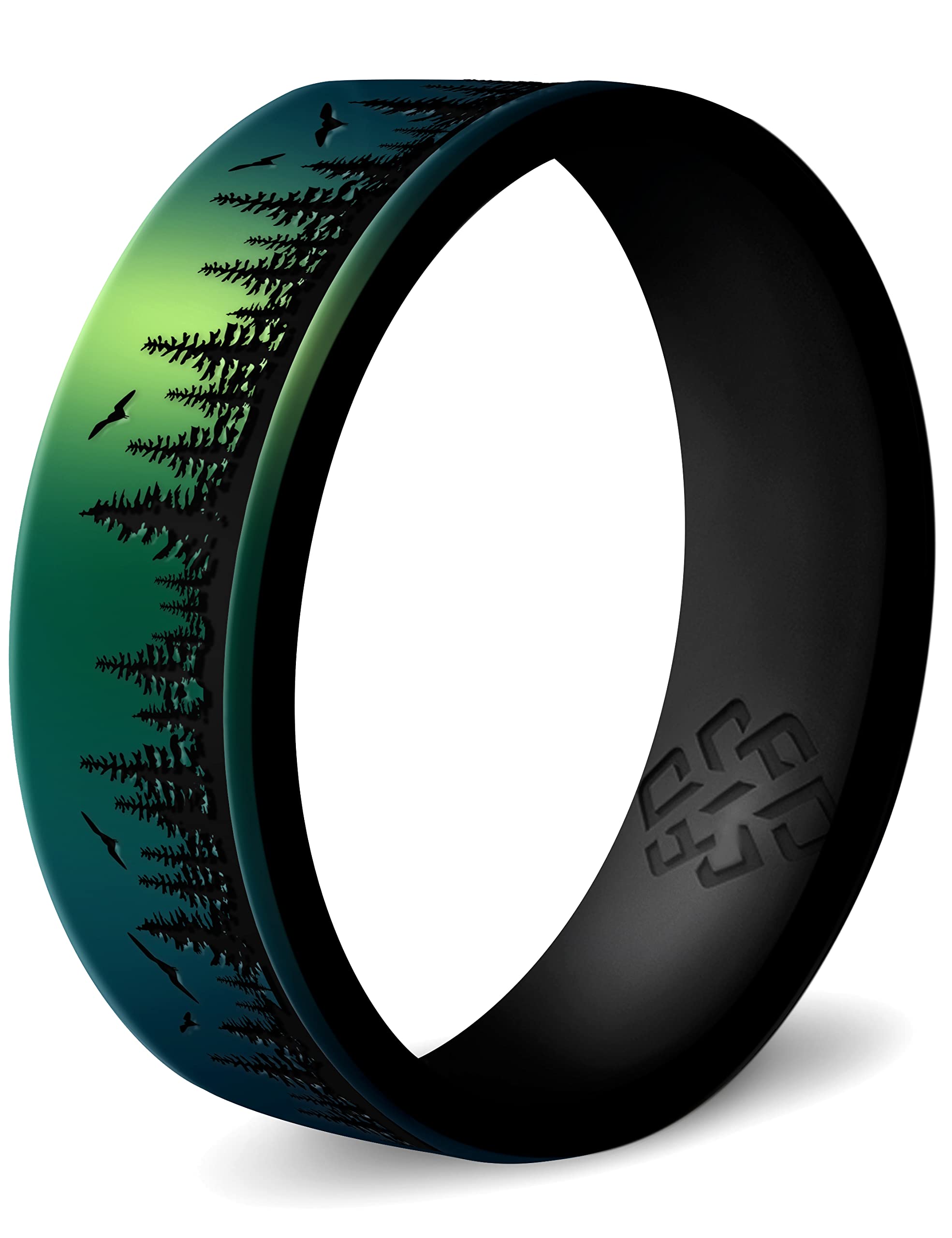 Knot Theory Waves, Mountain, Forest Silicone Ring for Men and Women - Silicone Wedding Band for Sports Activities, Breathable Comfort Fit 6mm Bandwidth