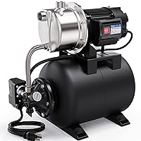 Acquaer 1.6HP Shallow Well Pump with Pressure Tank, Stainless Steel, 1320GPH 115V Irrigation Pump, Automatic Water Booster Jet Pump for Home, Garden, Lawn