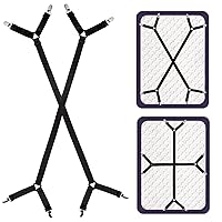 Bed Sheet Straps, 2 Pack Fitted Bed Sheet Fasteners Clips Adjustable Crisscross Bed Sheet Holder Straps for Corners Mattress Sheet Suspenders Grippers Bedding Accessories, Black