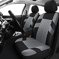 Car Seat Covers Front Pair,Universal Cloth Front Seat Covers for Car,Breathable and Washable Seat Covers for SUV, Sedan, Van, Automotive Interior Covers, Airbag Compatible, Black&Grey