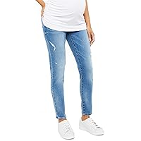 Women's Repreve Sustainable Over The Belly Skinny Denim Maternity Jeans Indigo Blue, Light Wash, Extra Large