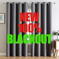 G2000 100% Blackout Curtains for Bedroom Living Room Curtains 95 Inches Long Grey Curtains Room Darkening Window Grommet Curtains Thermal Lined Insulated Light Blocking Noise Reducing 2 Panels Set