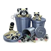 Articulated Racoon with Trash Can, 3D Printed Flexi Racoon, Trashcan Raccoon, Cookies and Cream Raccoon Toy, Articulated Racoon Fidget Toy for Kids AR005 (Small - 3.25 Inches)