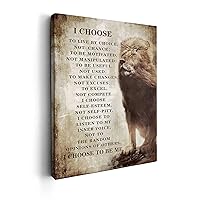 Kasluolo Motivational Canvas Wall Art Christian Lions Pictures for Wall Inspirational Lion Quotes - i Choose Painting Wall Décor for Bathroom Bedroom Office Framed Artwork 12x16 inch
