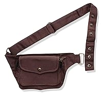 Canvas Pocket Belt | 2 pocket Utility Belt Fashion | travel belt, festival belt, cotton hip bag, belt bag, party purse, fanny pack, Brown, One Size