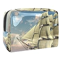 sailboat Waterproof Cosmetic Bag 7.3x3x5.1in Travel Cosmetic Bags Multifunctional Bag for Women