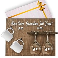 Wine Gifts for Women Who Have Everything - Unique Gifts for Women Funny Wine Glasses Rack Good for Christmas, Birthday Gifts, and Comes With Special Design Gift-Box (How Does Grandma Tell Time)