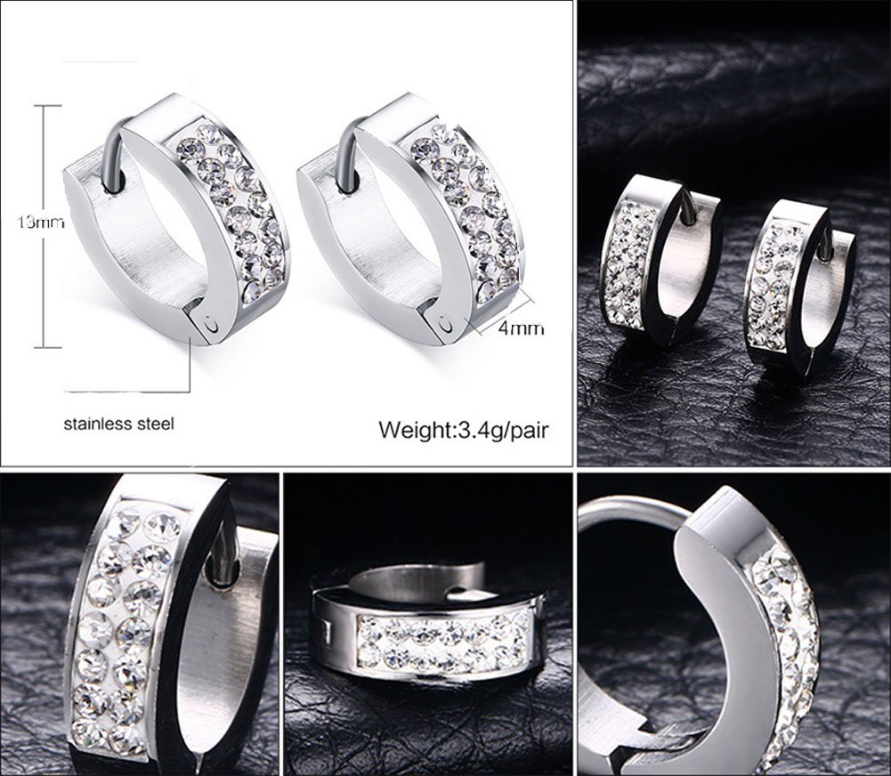 Stainless Steel Womens Mens Hoop Earrings Huggie Earrings CZ Piercings Hypoallergenic 18G (2pair Gold&Silver)