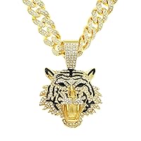 Cuban Link Chain, 18K Gold Plated Jewelry Men/Women Titanium Steel Necklace Hip Hop Diamond Chain Chunky Chain Width 13MM Length 19.7in(50cm), Iced Out Halloween Chain Gifts