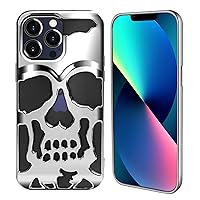 LUVI Compatible with iPhone 15 Pro Max Skull Hollow Case Electroplate Glossy Cooling Heat Dissipation Fashion Cool Unique Halloween Horror Protection Shockproof Cover for Women Girls Man