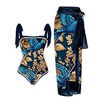 Suitable 1 Piece Bathing Suit for Women with Bikini Maxi Wrap Skirts 2 Piece Floral Print Swimsuit Bikini Thong