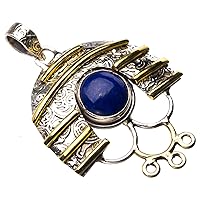 StarGems® Natural Two Tones Lapis Lazuli Handmade 925 Sterling Silver Pendant 1.75