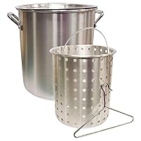 Camp Chef Aluminum Pot & Basket - Includes Lid, Basket & Removal Hook - Perfect for Boiling, Simmering & Steaming - Easy-to-Clean Cooking Pot - 24 Quart Pot