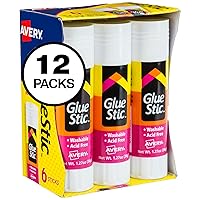Avery Glue Stick White, Washable, Nontoxic, 1.27 oz. Permanent, 6 Glue Stics, 6 Packs (98073)