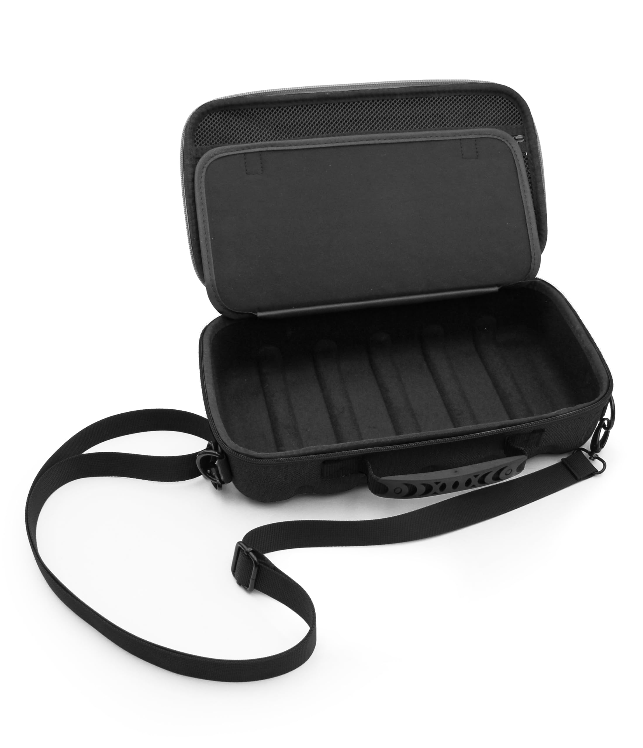 CASEMATIX Travel Case Compatible with Audio-technica AT-SB727 Portable Turntable Sound Burger Vinyl Record Player - Includes Carry Case Only with Handle and Shoulder Strap, Black