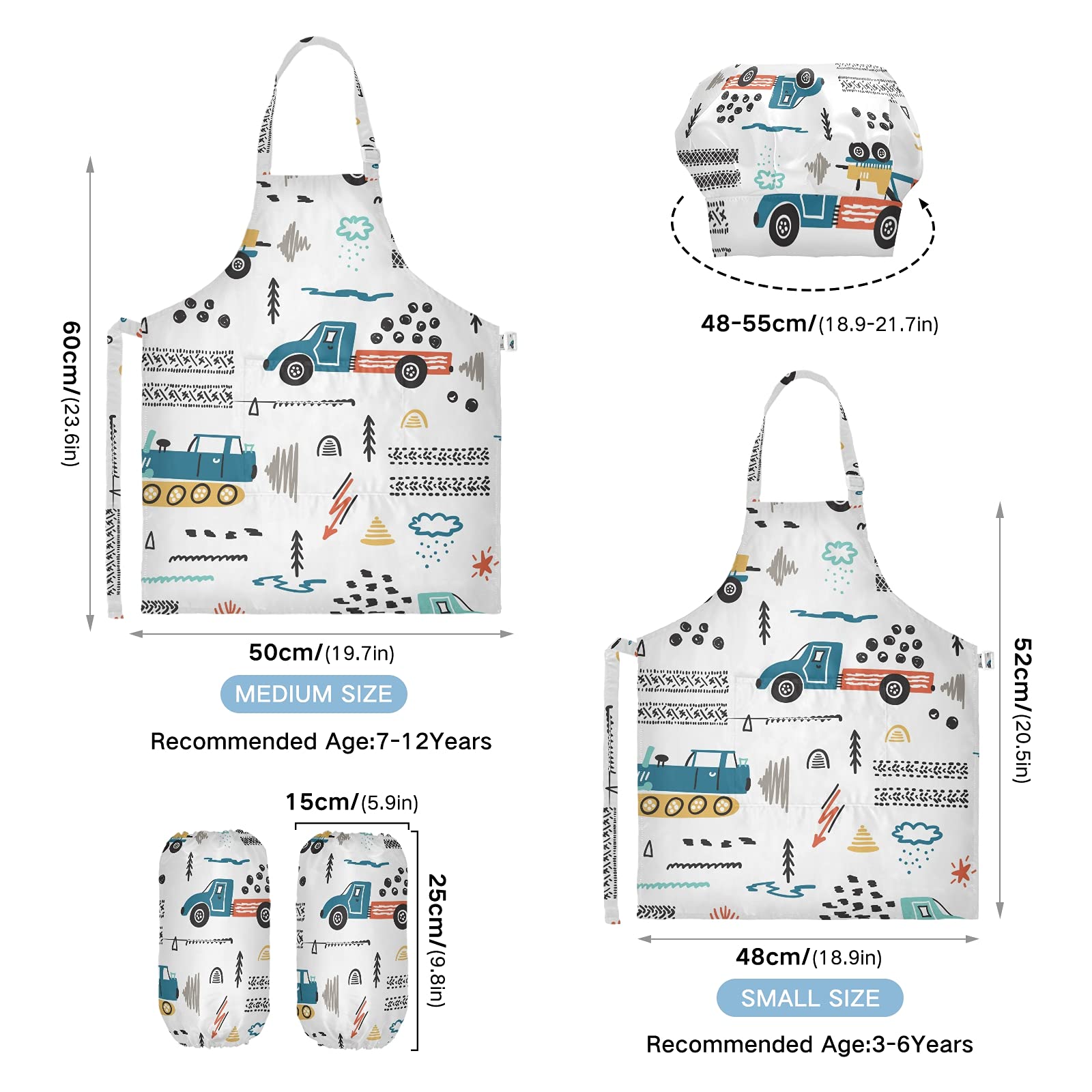 innewgogo Kids Apron Chef Hat Set Child Aprons Girls Boys Kitchen Bib Apron set