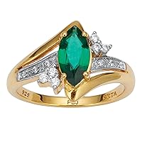 PalmBeach Marquise Cut Created or Genuine Gemstone and Round Cubic Zirconia Ring Sizes 5-10