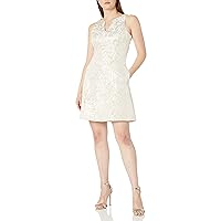 Women's Sleevless Jaquard Fit and Flare Party Dress