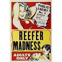 Reefer Madness Adults Only Marijuana Propaganda Movie Film Vintage Weed Cannabis Room Dope Gifts Guys Smoking Stoner Stoned Sign Buds Pothead Dorm Walls Cool Huge Large Giant Poster Art 36x54