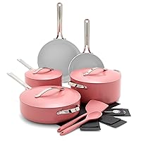GreenPan Nova 10 Piece Cookware Pots and Pans Set, Healthy Ceramic Nonstick, PFAS-Free, Induction Suitable, Dishwasher and Oven Safe, Coral