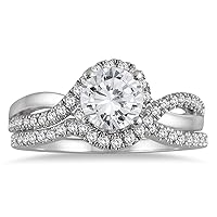 AGS Certified 1 1/4 Carat TW Diamond Bridal Set in 14K White Gold (I-J Color, I2-I3 Clarity)