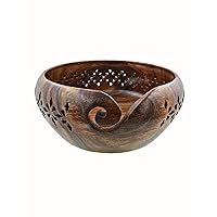 Yarn Bowl Wooden Handmade | Rosewood Crafted Wooden Yarn Bowl | Carved Holes & Drills | Knitting Home Beautiful Crochet Yarn (Whole Yarn Bowl, 7