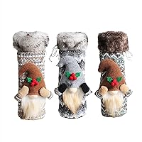 Knit Wine Bottle Bag Santa Claus Wine Set Festive Dress Up Christmas Faceless Doll (Size : 3pcs)