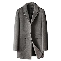 Man Wool Coats Winter Classic Business Detachable Goose Down Liner Double-Sided Woolen Long Trench Coat Men