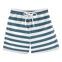 Horizontal Blue Stripes Boys Swim Trunks Swim Board Shorts Bathing Suit Beach Vacation