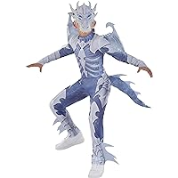 Purple and White Ghostly Dragon Jumpsuit Costume Set - Large (12-14) - Includes Mask & Wings, Ideal for Halloween and Costume Parties