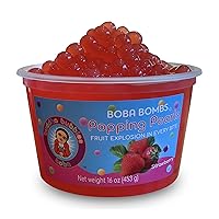 STRAWBERRY Popping/Bursting Boba Pearls/Boba Bombs Dessert Topping by Buddha Bubbles Boba