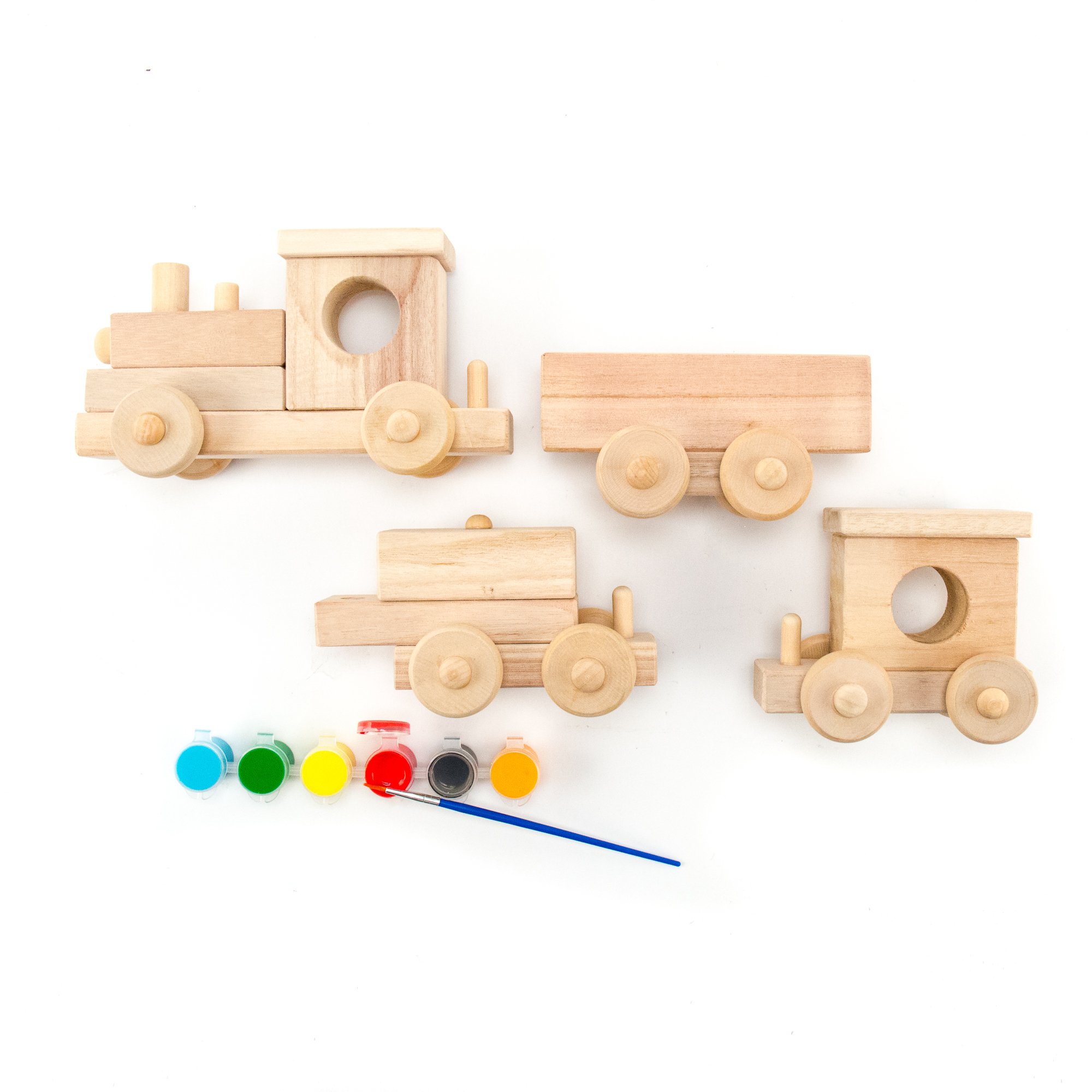 Made By Me Build & Paint Your Own Wooden Train, DIY Wood Trains Craft, Easy To Assemble & Paint 4 Train Cars, Great Car Party or Weekend Activity Toys, Arts & Crafts Kit for Kids Ages 6, 7, 8, 9, 10