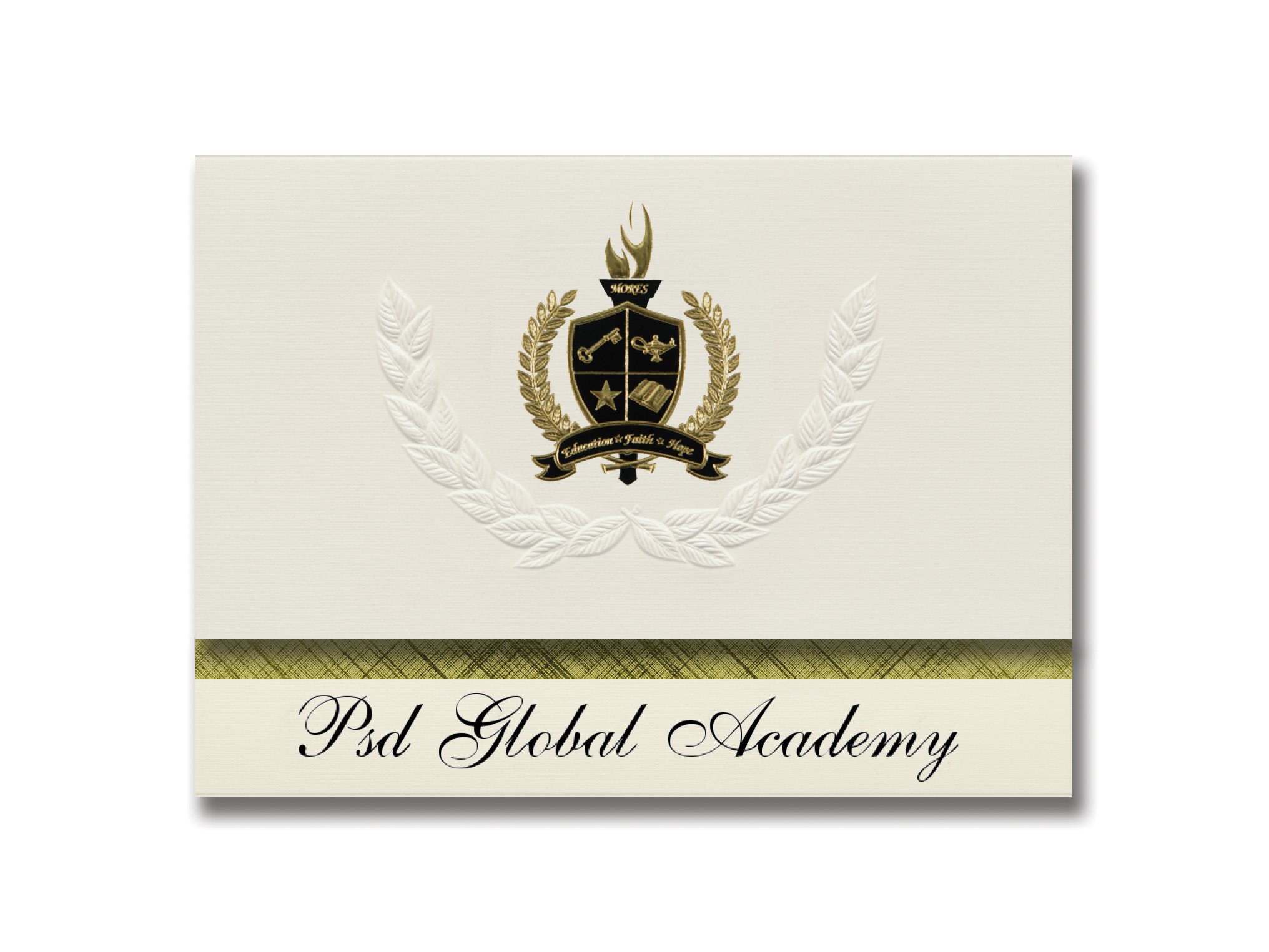 Signature Announcements Psd Global Academy (Fort Collins, CO) Graduation Announcements, Presidential style, Basic package of 25 with Gold & Black M...