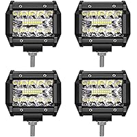 LED Pods ,TURBO SII 4 Inch 60W Led Light Bar Spot Flood Combo Off Road LED Fog Lights Triple Row Led Work Lights for Jeep Trucks Polaris Boats Pickup UTV ATV,4 Pack