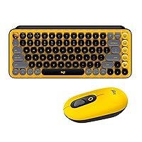 Logitech POP Wireless Mouse and POP Keys Mechanical Keyboard Combo - Customisable Emojis, SilentTouch, Precision/Speed Scroll, Design, Bluetooth, Multi-Device, OS Compatible – Blast Yellow