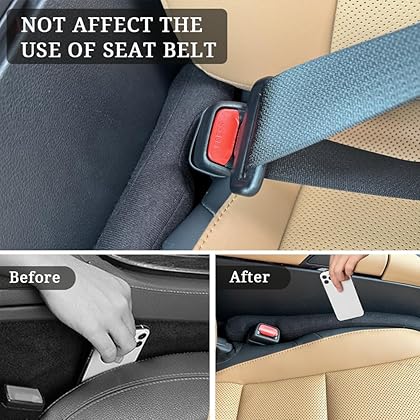 YLXGT Car Seat Gap Filler Universal for Car SUV Truck Accessories Seat Gap Blocker Fit Organizer Fill The Gap Between Seat and Console Stop Things from Dropping Pack of 2 Black
