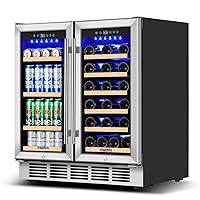 Wine and Beverage Refrigerator 30 Inch, Beverage Fridge Dual Zone with Upgraded Cooling, Wine Beverage Cooler Built-in or Freestanding, 30 Bottles and 110 Cans Large Capacity