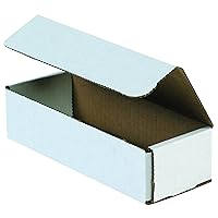 BFM832 Corrugated Cardboard Mailers, 8 x 3 x 2 Inches, Tuck Top One-Piece, Die-Cut Shipping Cartons, Medium White Mailing Boxes (Pack of 50)