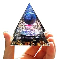 Orgonite Pyramid for Positive Energy Chakra Orgone with Crystal Healing Stones Attract Wealth Wisdom Meditation Gift (Lapis Lazuli - Obsidian)