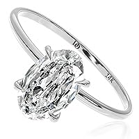 2 Carat Diamond 14K White Gold Engagement Promise Ring Lab Created Oval VS F-G Size 10x7 mm IGI Certificate