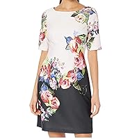 Adrianna Papell Women's Rose Printed A-line Dress