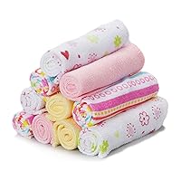 Spasilk Washcloths for Newborn Boys and Girls, Soft Terry Baby Washcloths, Baby Essentials, Ideal, Pink Lines, Pack of 10
