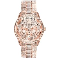 Michael Kors MK6933 Bradshawn Rose Gold Tone Dial Pave Glitz Crystal Accent Stainless Steel Women's Watch, Rose Gold, Rose Gold, bracelet
