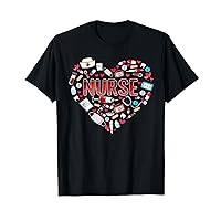 Nurse Valentines Hearts Shape Cute Valentines Day Nursing T-Shirt